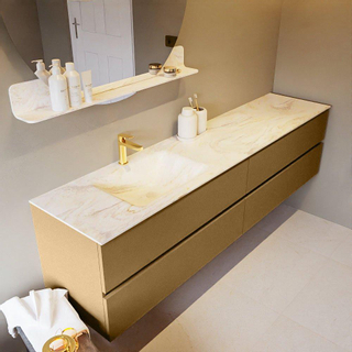 Mondiaz VICA-DLUX ensemble de meuble de salle de bain - 200cm - meuble sous-vasque oro - 4 tiroirs - lavabo encastré cloud gauche - 1 trou de robinet - miroir modèle spot - version XL 60cm haut - ostra