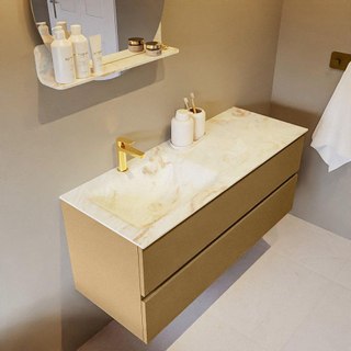 Mondiaz VICA-DLUX Ensemble de meuble de salle de bain - 120cm - meuble sous-vasque oro - 2 tiroirs - lavabo encastré cloud gauche - 1 trou de robinet - version haute de 60cm - frape