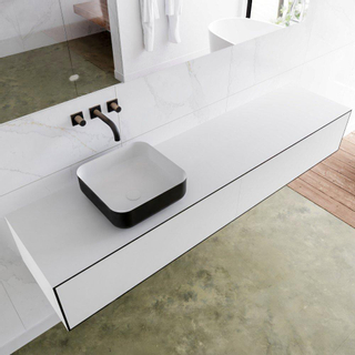 Mondiaz Lagom Meuble salle de bains 190x30.9x45cm Solid Surface Urban 2 tiroirs avec lavabo BINX vasque à poser Gauche sans trous de robinet