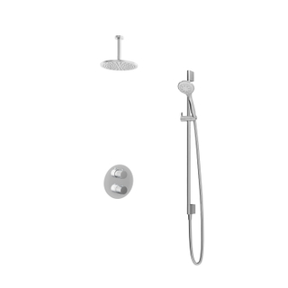 Hotbath Buddy IBS Ensemble de douche pluie - 2 voies inverseur - bras plafond 15cm - pomme de douche ronde 20cm - douchette 3 positions - glijstang - chrome