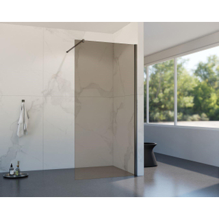 FugaFlow Eccelente Vetro inloopdouche - 180x200cm - rookglas - wandarm - Geborsteld Gunmetal PVD