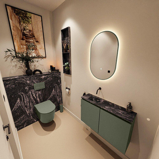 MONDIAZ TURE-DLUX Meuble toilette - 80cm - Army - EDEN - vasque Lava - position gauche - sans trou de robinet