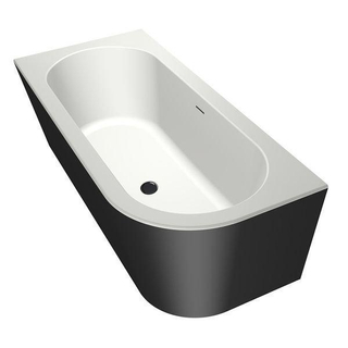 Xenz charley xs baignoire d'angle, gauche 165x75 bicolore edelweiss/ébène avec fente, vidage noir mat