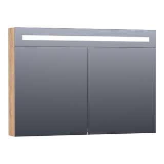 Saniclass Double Face Spiegelkast - 100x70x15cm - verlichting - geintegreerd - 2 links- rechtsdraaiende spiegeldeur - MFC - nomad