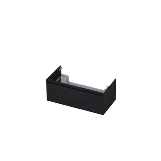 INK Wastafelonderkast - 90x45x35cm - 1 lade - greeploos - 45 graden afwerking rondom - MDF lak zwart mat