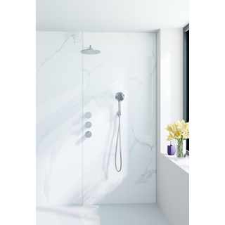 Fortifura Nebbio Regendoucheset - inbouwkraan - inbouwdeel - wandaansluitbocht - doucheslang metaal - ronde handdouche - 35cm wandarm - ronde hoofddouche - chroom