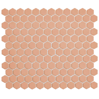 The Mosaic Factory Hexagon - Carrelage mosaïque - 26x30cm - carrelage mural et sol - Hexagonal - porcelaine - Royal Peach mat