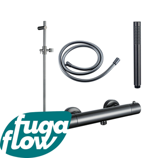 FugaFlow Eccelente Sobrado Badkamer douchekraan met glijstangset met staafhanddouche, gladde doucheslang Gunmetal PVD