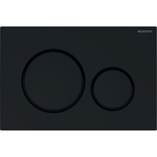 Geberit sigma 20 bedieningplaat - 2-toets spoeling - frontbediening voor toilet - 24.6x16.4cm - plaat zwart glans & ring zwart mat