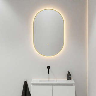 Mondiaz GLOW Miroir salle de bain - ovale - 45x90cm - éclairage LED indirect - capteur mouvement - Oro (Multi)