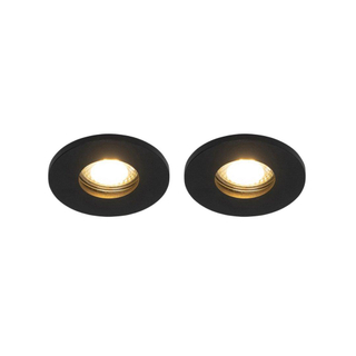 QAZQA Shed Spot encastrable - lot de 2 - 8.5x8.5cm - IP54 - Rond - Noir