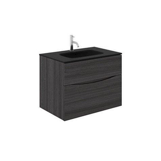 Crosswater Glide II ensemble de meubles de salle de bain - 70x45x52cm - 2 tiroirs sans poignée softclose en bois d'acier - trou pour robinet - noir