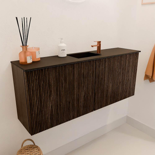 Mondiaz JOYA 100cm toiletmeubel - kleur Walnut - Wastafel FAYE positie Midden 1 kraangat kleur Urban.