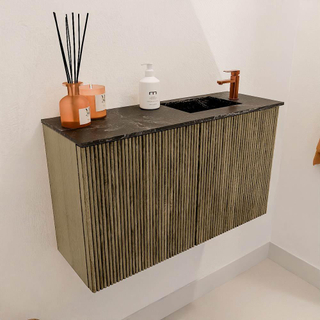 Mondiaz JOYA-DLUX 70cm toiletmeubel - kleur Dusk - Wastafel FAYE positie Rechts 1 kraangat kleur Lava.