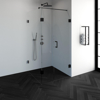 BRAUER Create Cabine de douche carrée en 3 parties 100x100cm sans profilé avec verre de sécurité anticalcaire 8mm noir mat