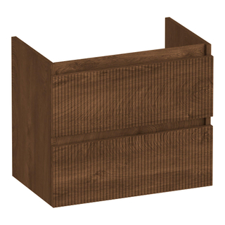 BRAUER Joy Wavy wastafelonderkast ondiep 60 2 softclose lades - greeploos - 1 sifon uitsparing - Forest Cacao