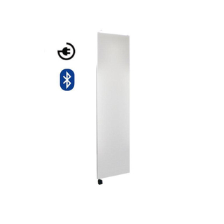 Sanicare elektrische design radiator Denso 180 x 40 cm. Mat wit met BLUETOOTH thermostaat zwart (linksonder)