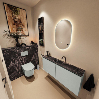 MONDIAZ TURE-DLUX Meuble toilette - 120cm - Greey - EDEN - vasque Lava - position centrale - 1 trou de robinet
