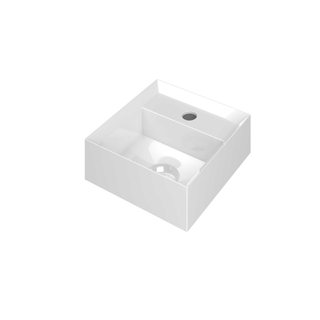 Ink vice WC sur pied 27x9x27cm carrée avec trou pour robinet et bonde clic-clac polystone blanc brillant
