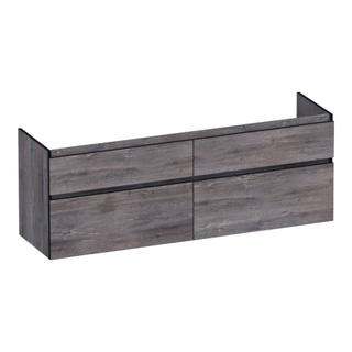 BRAUER Delight Edge meuble sous lavabo 160 4 tiroirs softclose - sans poignée - 2 découpes pour siphon - Driftwood