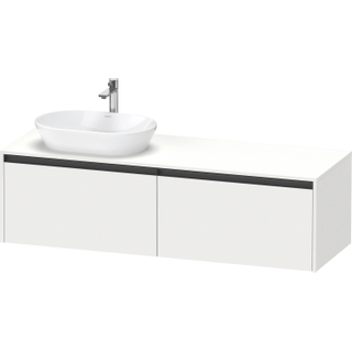 Duravit ketho 2 meuble sous lavabo avec plaque console et 2 tiroirs pour lavabo à gauche 160x55x45.9cm avec poignées blanc anthracite mat