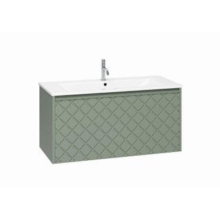 Crosswater Vergo ensemble de meubles de salle de bain - 99.8x47.6x45.5cm - 1 lavabo en céramique - 1 trou pour le robinet - 1 tiroir - vert sauge