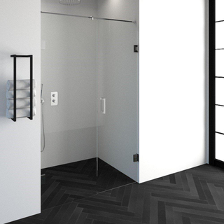 BRAUER Void nisdeur 2-delig helder glas 130x200 omkeerbaar met draaideur 60 aan muur incl. glascoating chroom
