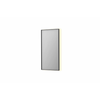 INK SP32 spiegel - 50x4x100cm rechthoek in stalen kader incl indir LED - verwarming - color changing - dimbaar en schakelaar - geborsteld metal black