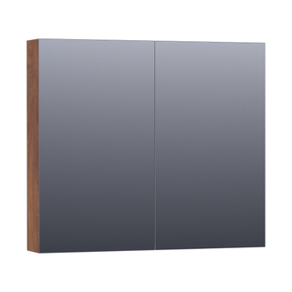 Saniclass Dual Armoire de toilette 80x70x15cm éclairage intégré rectangulaire 2 portes pivotantes MFC Viking Shield