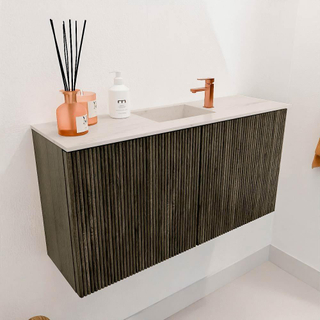 Mondiaz JOYA-DLUX 80cm meuble de salle de bains - couleur Shadow - Vasque FAYE position Milieu 1 trou de robinet couleur Meli.