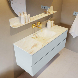 Mondiaz VICA-DLUX ensemble de meuble de salle de bain - 120cm - meuble sous-vasque argile - 2 tiroirs - lavabo encastré nuage milieu - sans trous de robinet - version haute 60cm - frape