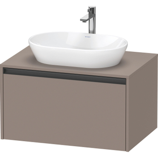 Duravit ketho 2 meuble sous lavabo avec plaque de console avec 1 tiroir 80x55x45.9cm avec poignée anthracite basalte mate