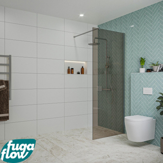 FugaFlow Eccelente Vetro inloopdouche badkamer - 80x200cm - rookglas - wandarm - chroom -