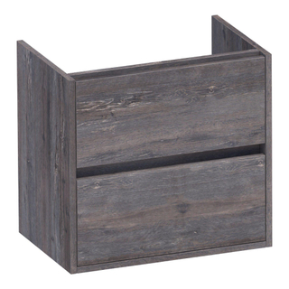 BRAUER Adore wastafelonderkast ondiep - 60x39x55cm - 2 softclose lades - greeploos - 1 sifon uitsparing - Driftwood