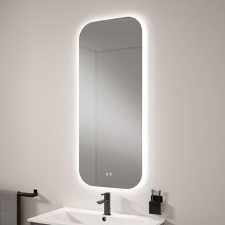 Adema Vygo spiegel - 120x50x2cm - spiegelverwarming en verlichting - ronde hoeken TWEEDEKANS