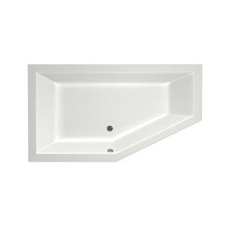 Xenz Society 160 ligbad - 160x90cm - met overloop - zonder afvoer - Hoekopstelling links - Acryl Edelweiss mat
