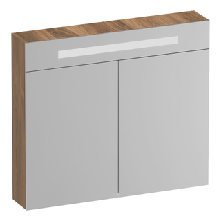 BRAUER Promise Deluxe spiegelkast - 80x70x15cm - met verlichting - 2 dubbelzijdige spiegeldeuren - Honey