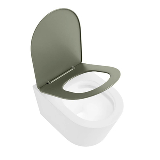 MONDIAZ LAVIE WC suspendu - 36x53cm - sans bride - Army (vert) - softclose - quick-release - abattant WC - Talc (offwhite)