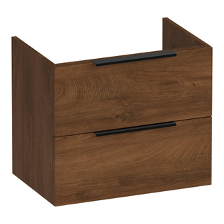 BRAUER Elevate meuble sous lavabo peu profond 60 sans poignées à poser 2 tiroirs softclose et 1 découpe pour le siphon - Forêt Cacao
