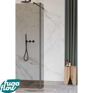 FugaFlow Eccelente Vetro Paroi latérale - 40x200cm - verre fumé - 8mm - avec profilé d'angle - Gunmetal brossé