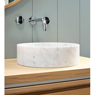 Nemo Stock Java Marble Vasque à poser ronde 38x38x11cm marbre blanc