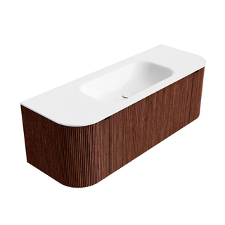 Mondiaz KURVE Badkamermeubelset - 130x46x40cm - 1 lade - 2 deuren - wastafel solid surface - midden - zonder kraangat - Ruby
