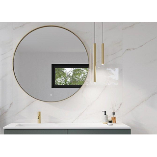 HR Meubles de salle de bain Rondo 2.0 Miroir - cadre doré - 80cm - à intensité variable - LED - chauffe-miroir
