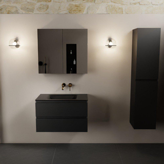 Mondiaz AIVY Ensemble de meuble - 80x45x50cm - 0 trous de robinet - 1 vasque Urban Solid surface - Centre - 2 tiroirs - avec miroir - MDF Urban