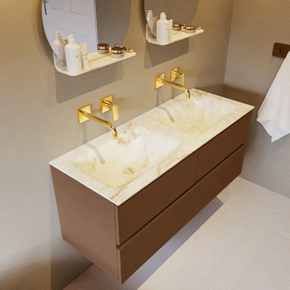 Mondiaz VICA-DLUX Ensemble de meuble de salle de bain - 120cm - meuble sous-vasque repos - 4 tiroirs - lavabo encastrée cloud double - sans trous de robinet - version haute de 60cm - frape