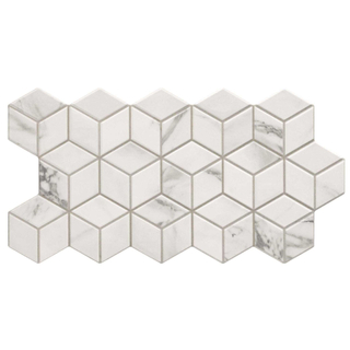 Realonda Ceramica Rhombus wand- en vloertegel - 26.5x51cm - 10mm - Zeshoek - Marmerlook - Wit mat