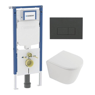 QeramiQ Dely Pack WC - 36.3x51.7cm - à fond creux - sans bride - réservoir encastré Geberit UP720 - abattant WC à fermeture douce - plaque de déclenchement blanche brillante - boutons ronds - beige mat