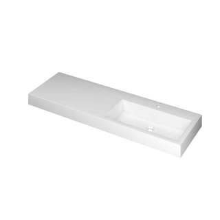 INK Momento lavabo 140x45x9cm 1 bac à droite 1 trou pour robinet polystone blanc brillant