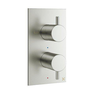 Crosswater MPRO Robinet de baignoire thermostatique encastrable vertical 2 fonctions avec poignées - Inox