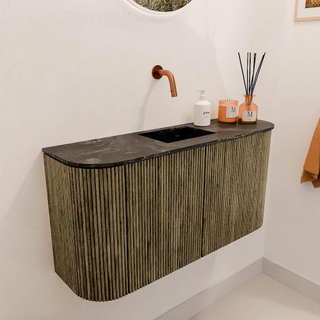 Mondiaz JOYA-DLUX 83.2cm toiletmeubel - ronding links en rechts kleur Dusk - Wastafel FAYE positie Midden Zonder kraangat kleur Lava.